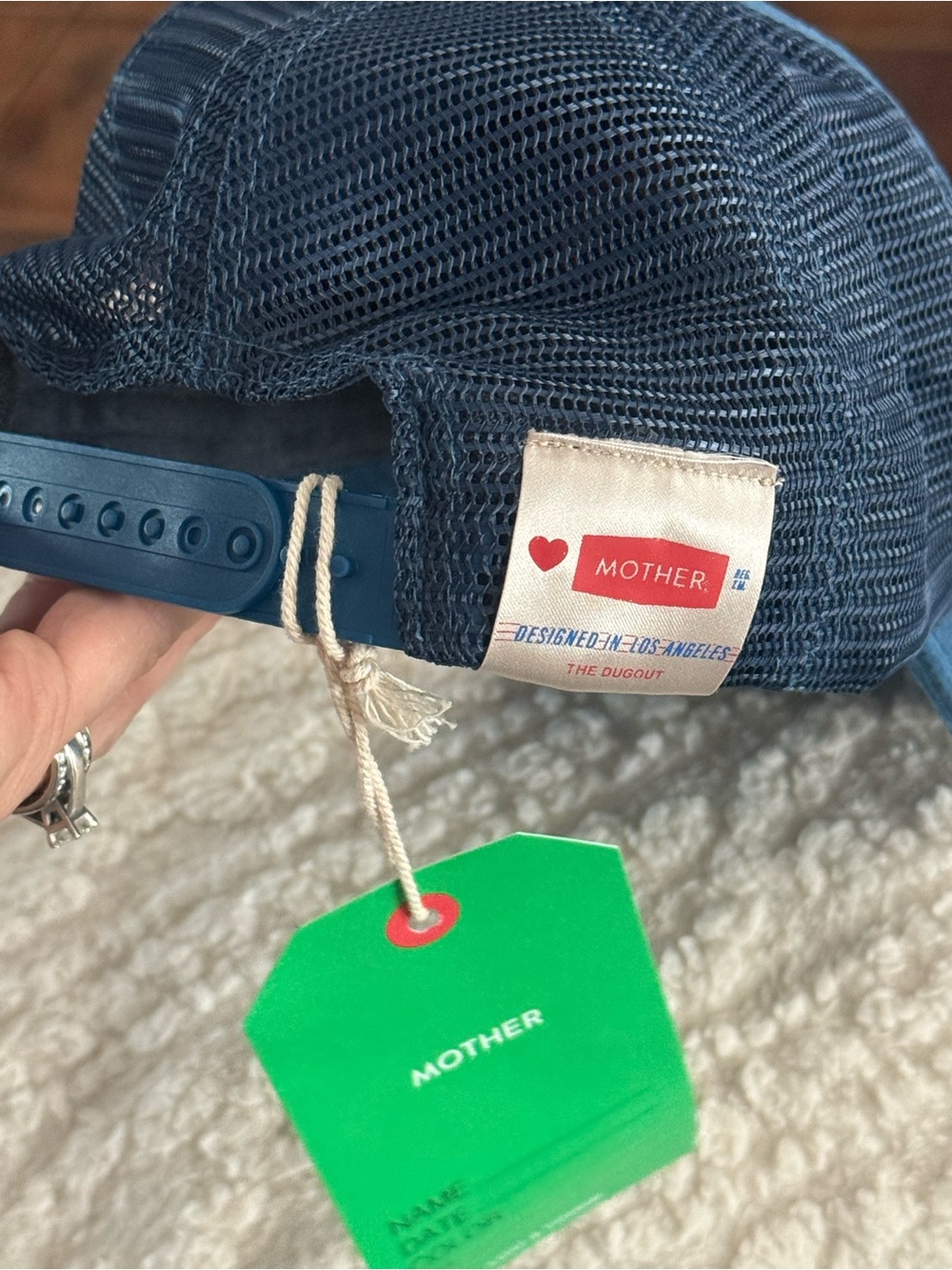 MOTHER Navy Mesh Trucker Hat with Green Tag - Picture 2 of 2
